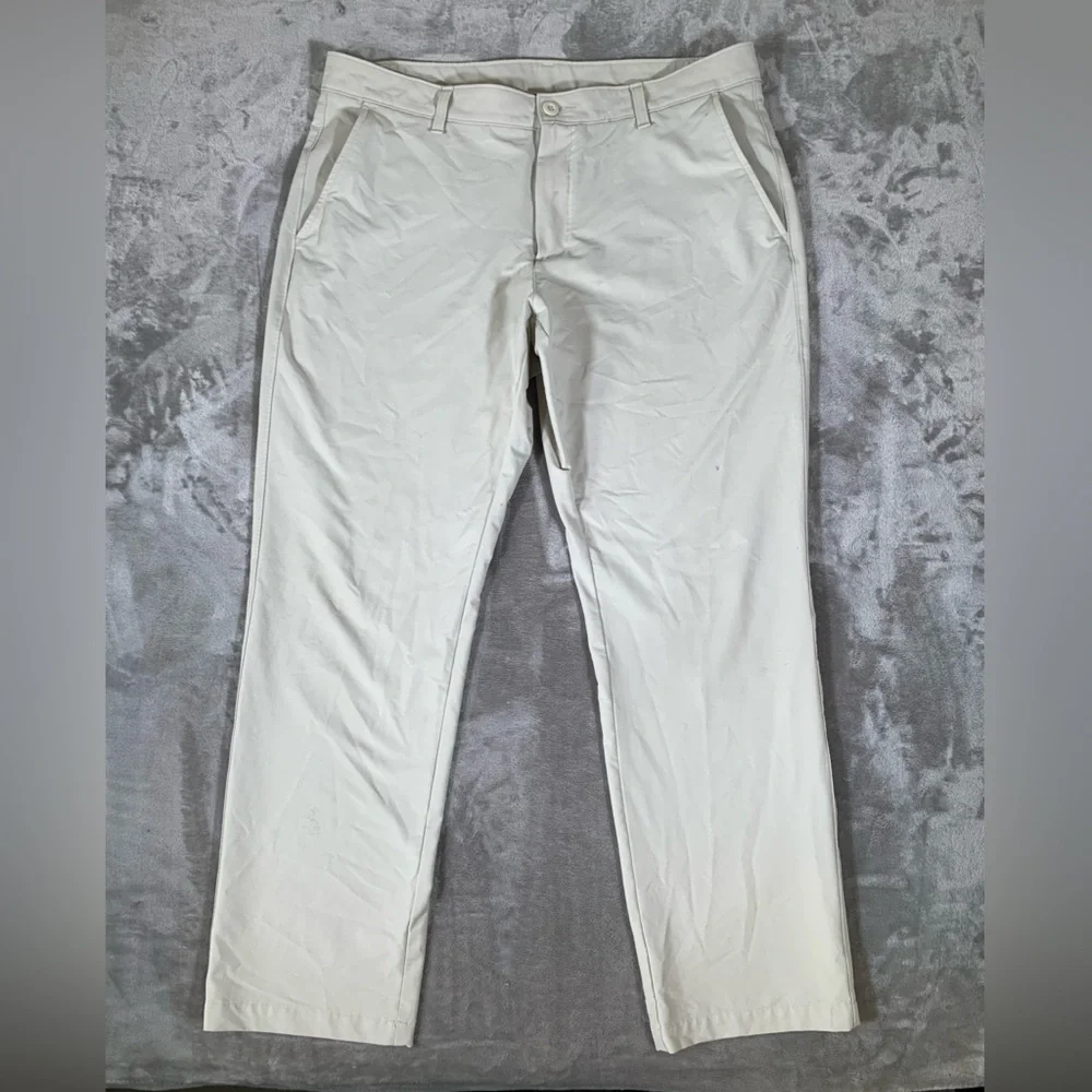 Under Armour Chino Pants Mens 38x32 Tan Khaki Golf Performance Stretch